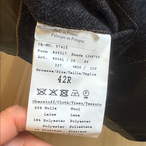 BUGATTI Dark Charcoal Wool Blend Blazer 42R Zip Insert Modern Tailored - Picture 10 of 13